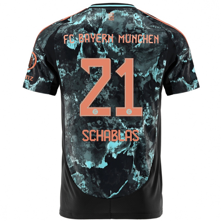 Kids Football Matteo Schablas #21 Black Away Jersey 2024/25 T-Shirt Nz