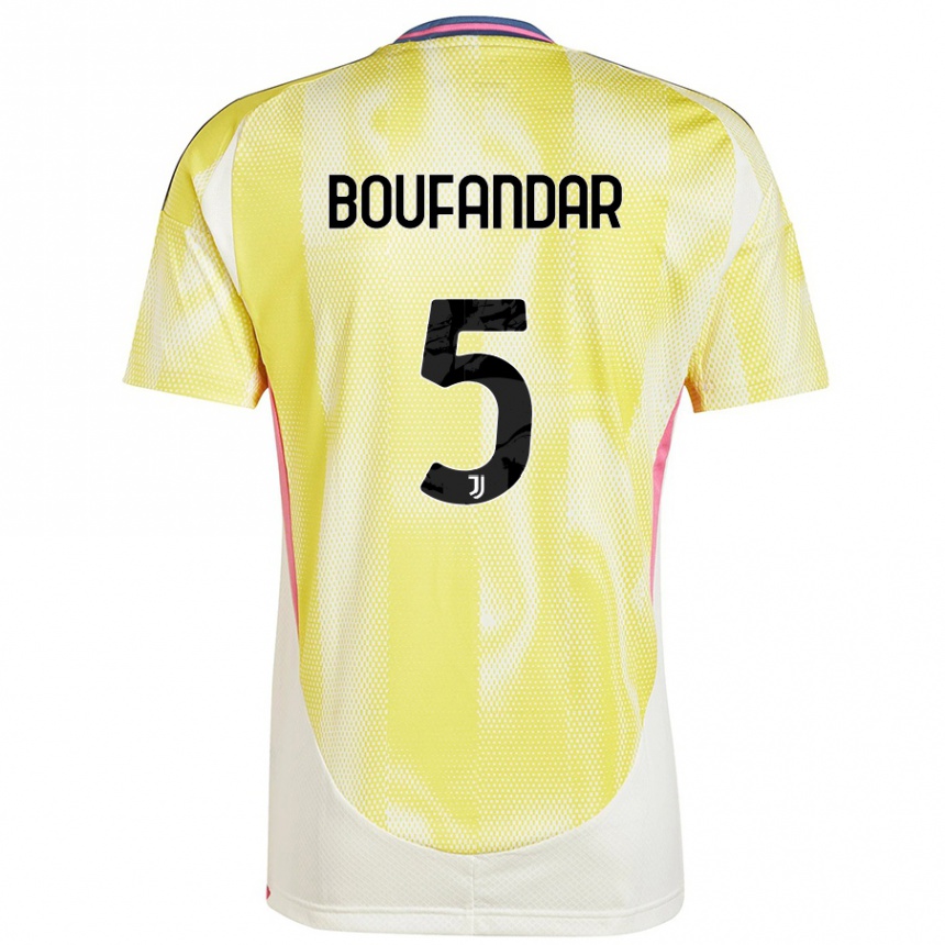 Kids Football Adam Boufandar #5 Solar Yellow Away Jersey 2024/25 T-Shirt Nz