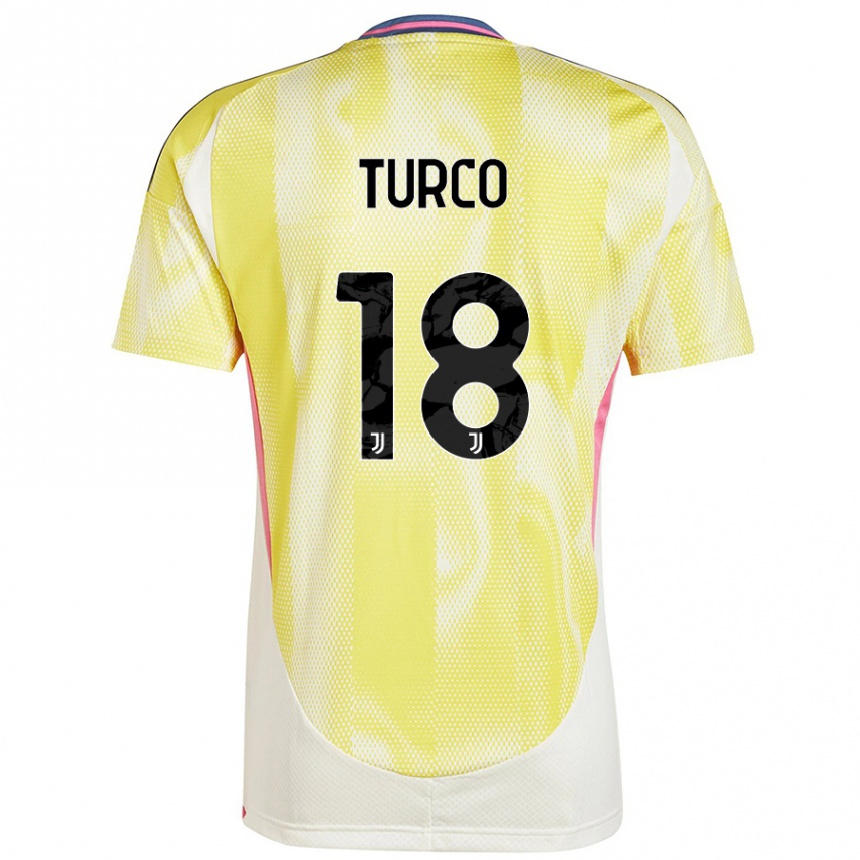 Kids Football Nicolo Turco #18 Solar Yellow Away Jersey 2024/25 T-Shirt Nz