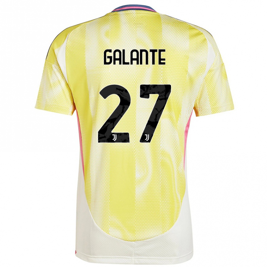 Kids Football Tommaso Galante #27 Solar Yellow Away Jersey 2024/25 T-Shirt Nz