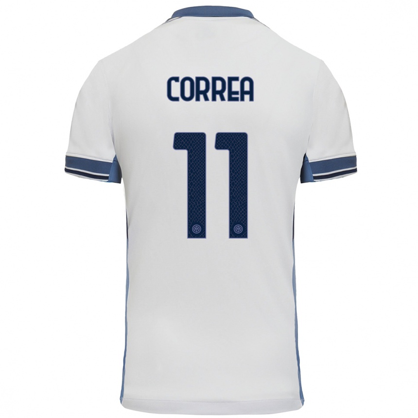 Kids Football Joaquin Correa #11 White Grey Away Jersey 2024/25 T-Shirt Nz