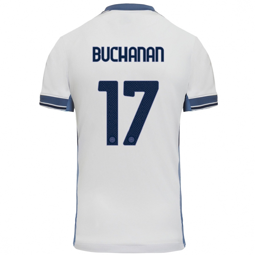 Kids Football Tajon Buchanan #17 White Grey Away Jersey 2024/25 T-Shirt Nz