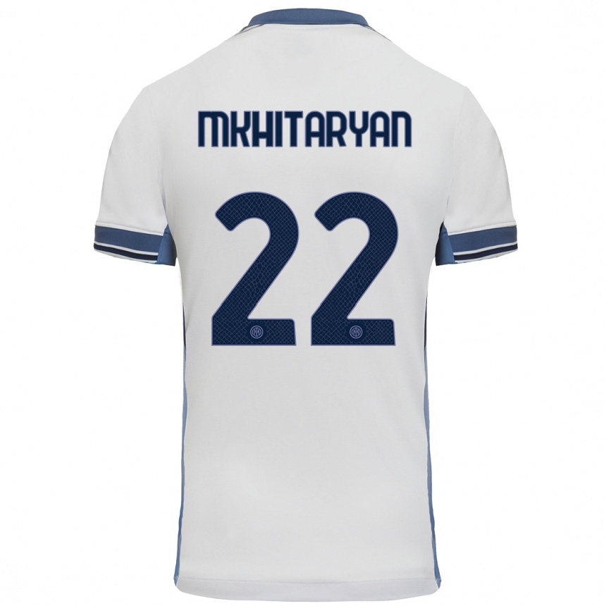 Kids Football Henrikh Mkhitaryan #22 White Grey Away Jersey 2024/25 T-Shirt Nz