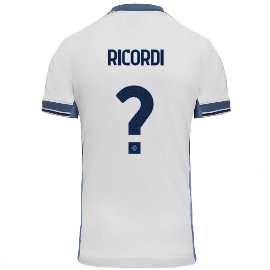 Kids Football Tommaso Ricordi #0 White Grey Away Jersey 2024/25 T-Shirt Nz