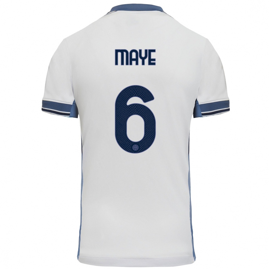 Kids Football Yvan Maye #6 White Grey Away Jersey 2024/25 T-Shirt Nz