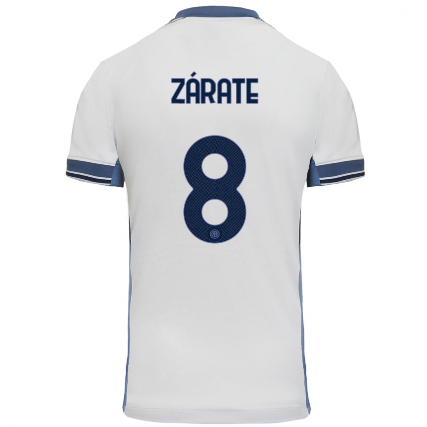 Kids Football Dilan Zárate #8 White Grey Away Jersey 2024/25 T-Shirt Nz