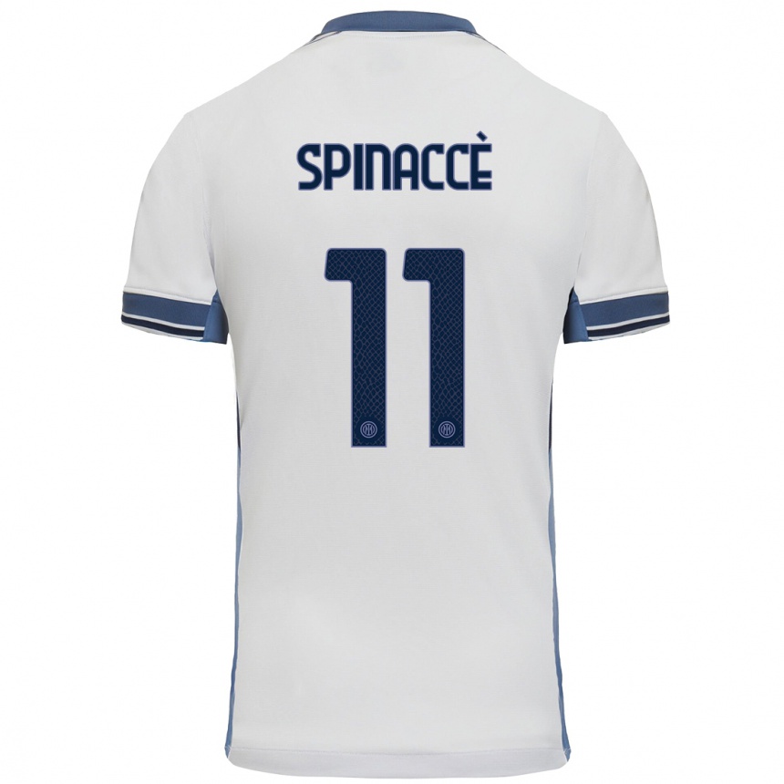 Kids Football Matteo Spinaccè #11 White Grey Away Jersey 2024/25 T-Shirt Nz