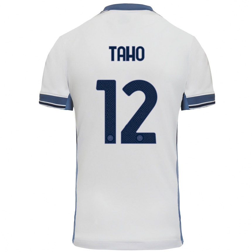 Kids Football Alain Taho #12 White Grey Away Jersey 2024/25 T-Shirt Nz