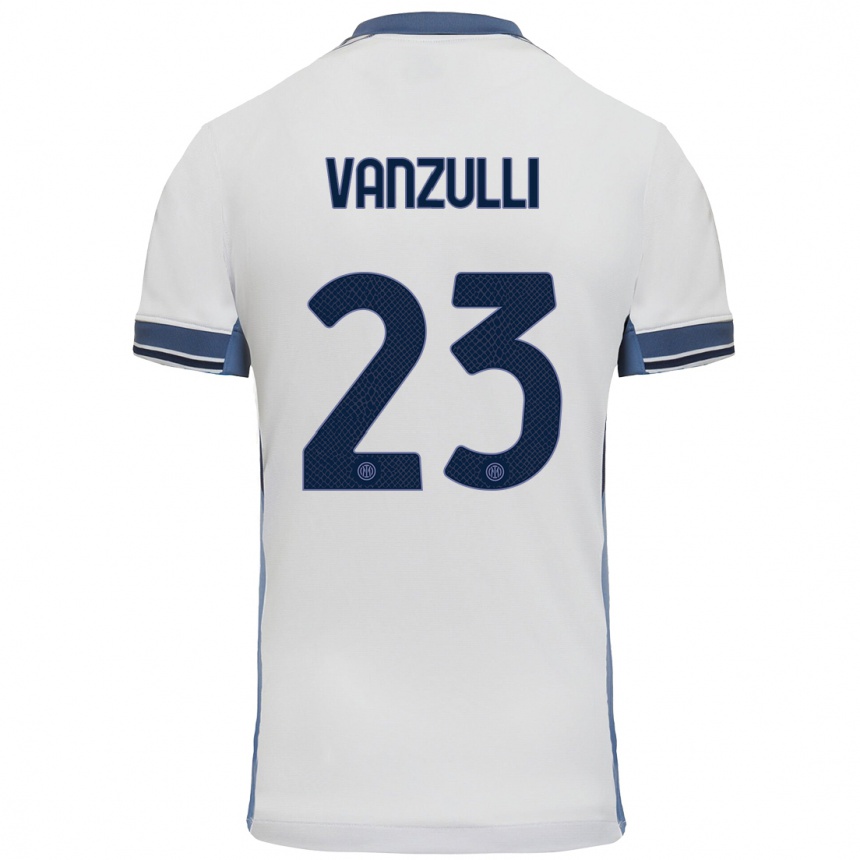 Kids Football Marco Vanzulli #23 White Grey Away Jersey 2024/25 T-Shirt Nz