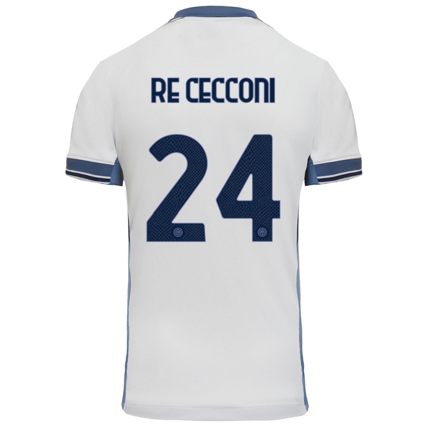 Kids Football Gabriele Re Cecconi #24 White Grey Away Jersey 2024/25 T-Shirt Nz