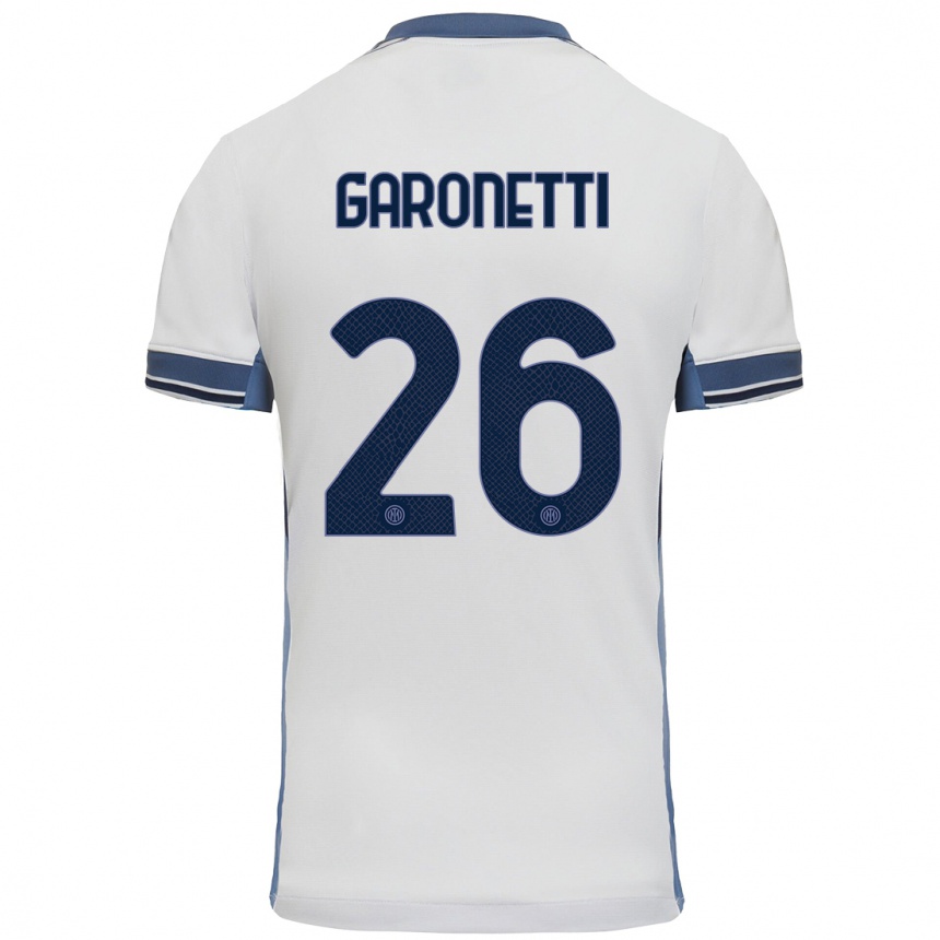 Kids Football Gabriele Garonetti #26 White Grey Away Jersey 2024/25 T-Shirt Nz