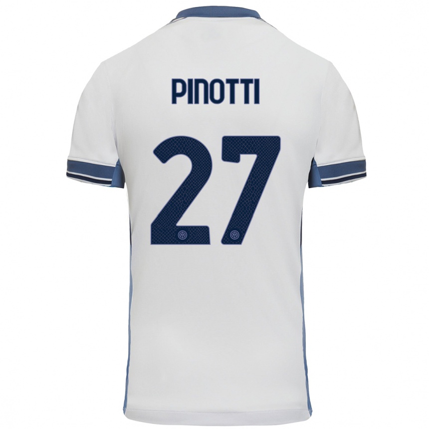 Kids Football Manuel Pinotti #27 White Grey Away Jersey 2024/25 T-Shirt Nz