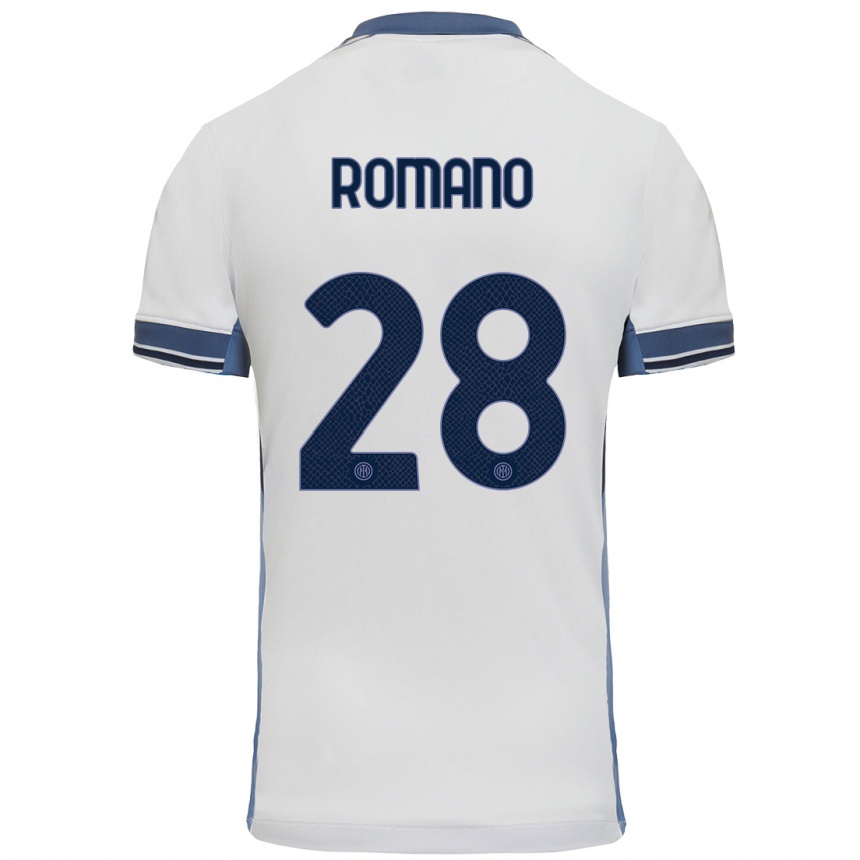 Kids Football Thiago Romano #28 White Grey Away Jersey 2024/25 T-Shirt Nz