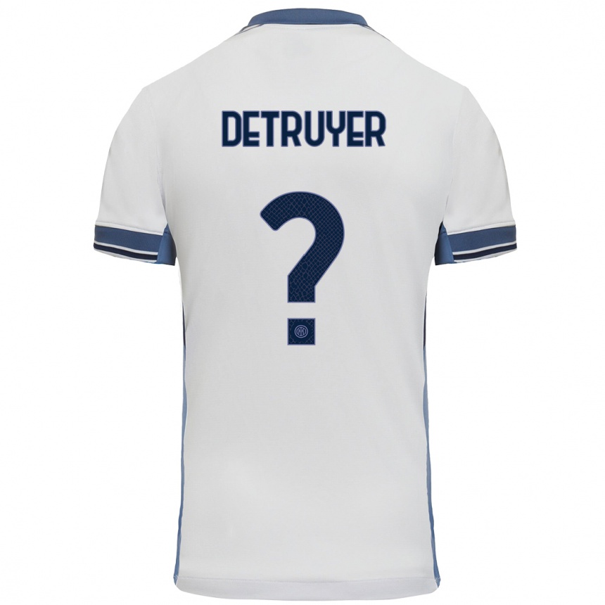 Kids Football Marie Detruyer #0 White Grey Away Jersey 2024/25 T-Shirt Nz