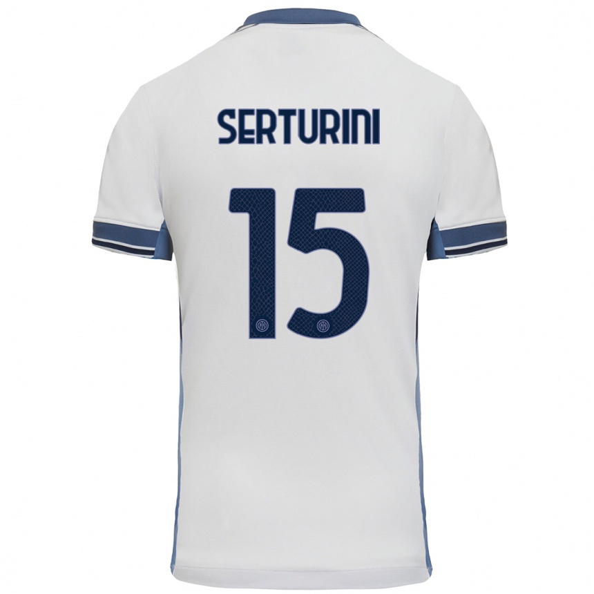 Kids Football Annamaria Serturini #15 White Grey Away Jersey 2024/25 T-Shirt Nz