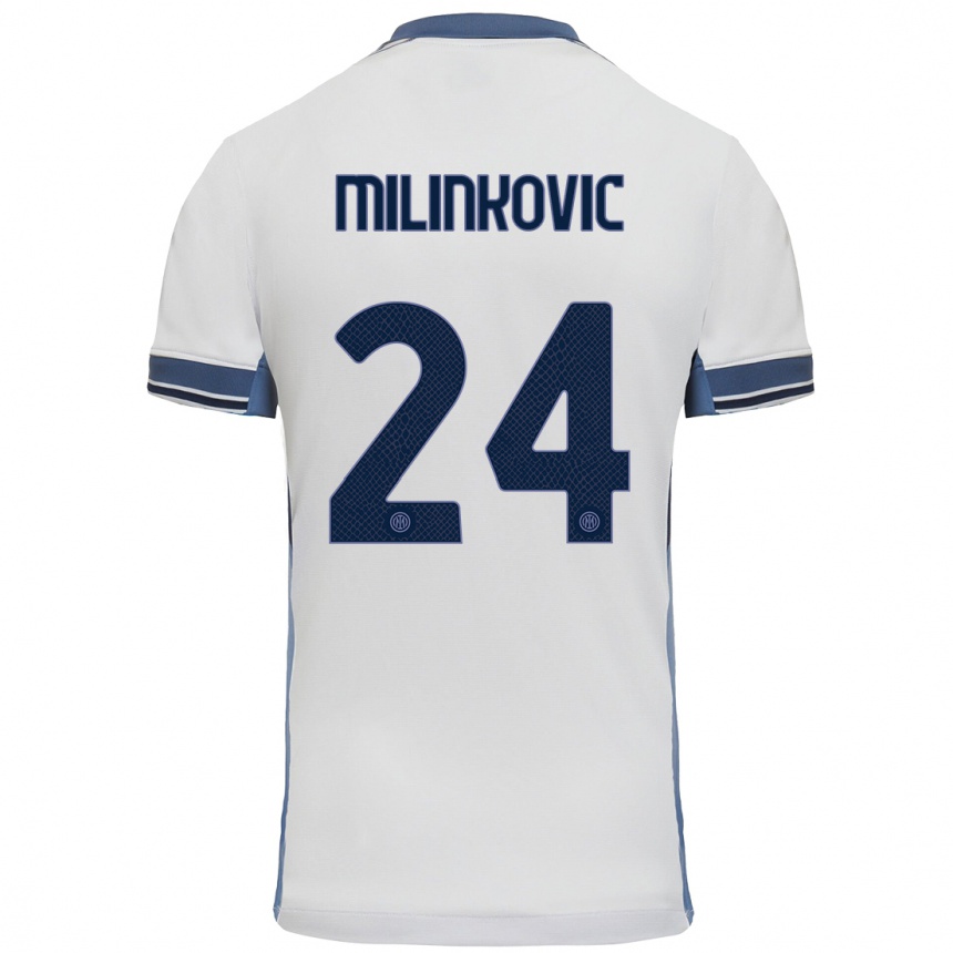 Kids Football Marija Milinković #24 White Grey Away Jersey 2024/25 T-Shirt Nz