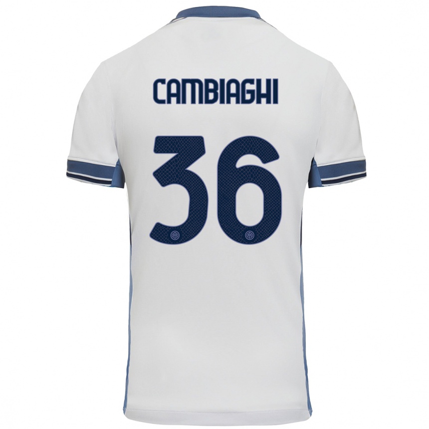 Kids Football Michela Cambiaghi #36 White Grey Away Jersey 2024/25 T-Shirt Nz