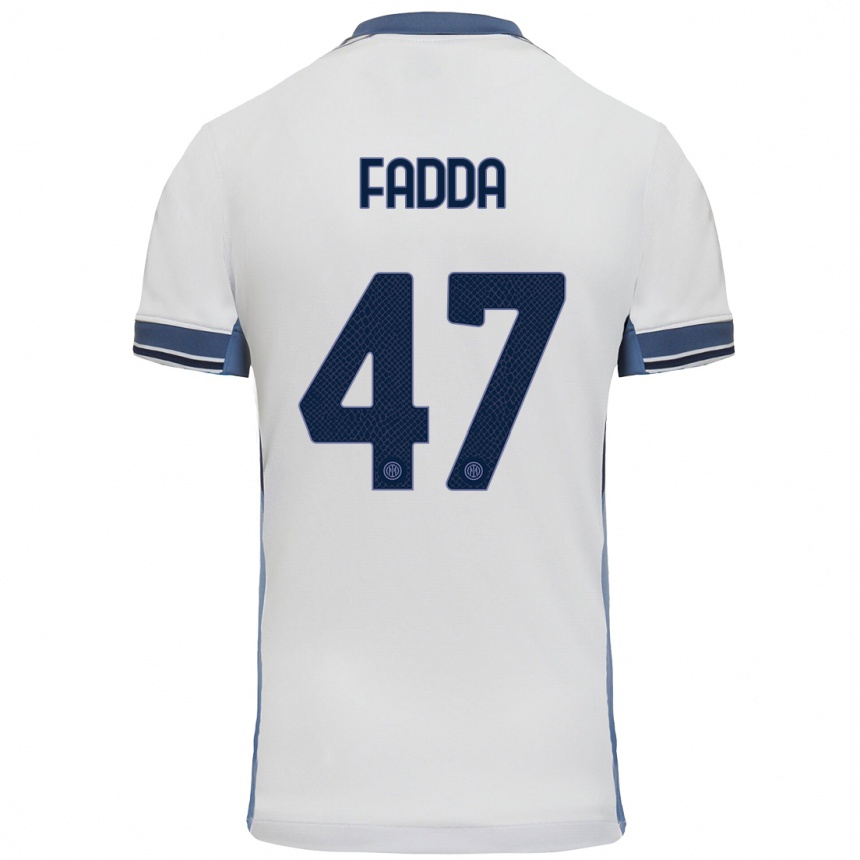 Kids Football Paola Fadda #47 White Grey Away Jersey 2024/25 T-Shirt Nz