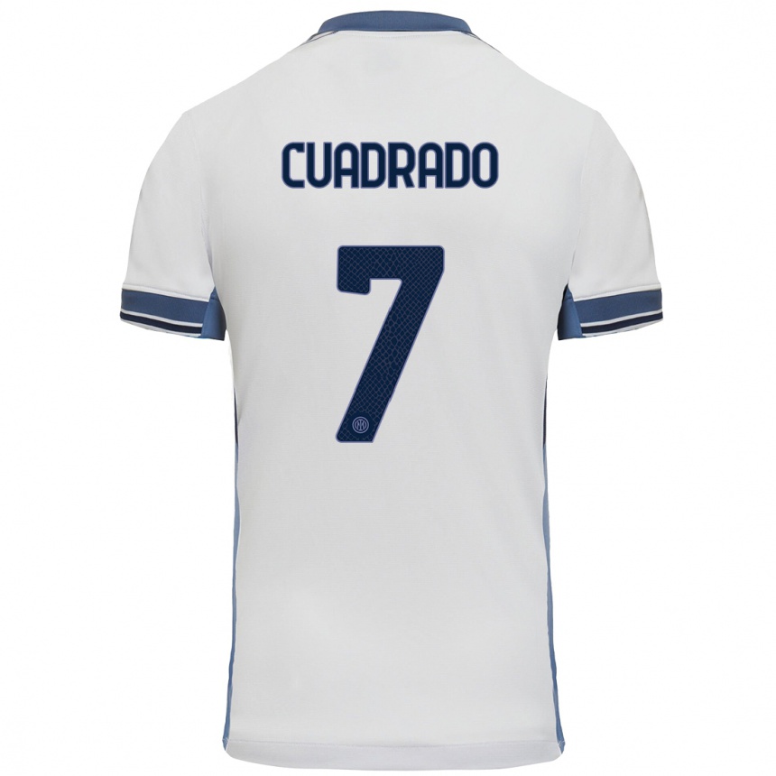 Kids Football Juan Cuadrado #7 White Grey Away Jersey 2024/25 T-Shirt Nz