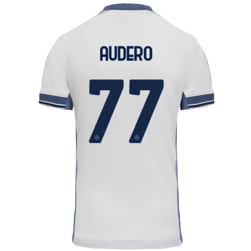 Kids Football Emil Audero #77 White Grey Away Jersey 2024/25 T-Shirt Nz