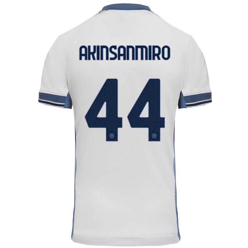 Kids Football Ebenezer Akinsanmiro #44 White Grey Away Jersey 2024/25 T-Shirt Nz