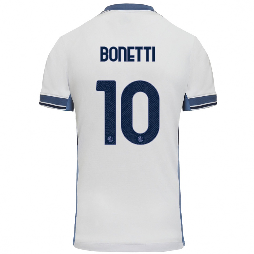 Kids Football Tatiana Bonetti #10 White Grey Away Jersey 2024/25 T-Shirt Nz