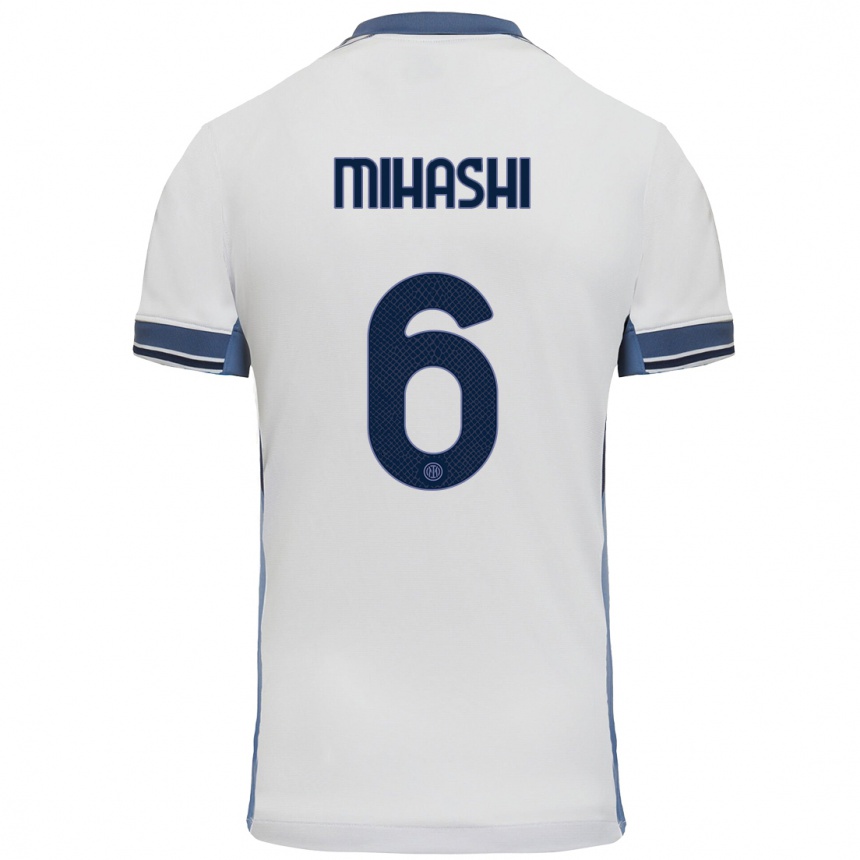 Kids Football Mana Mihashi #6 White Grey Away Jersey 2024/25 T-Shirt Nz