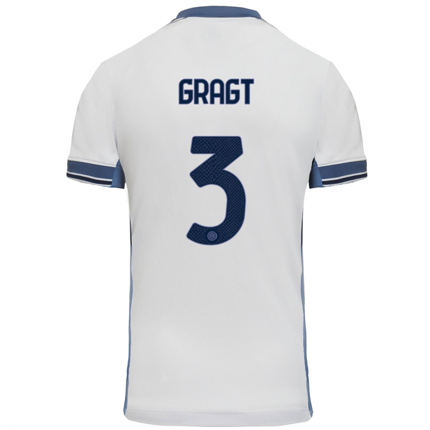 Kids Football Stefanie Van Der Gragt #3 White Grey Away Jersey 2024/25 T-Shirt Nz