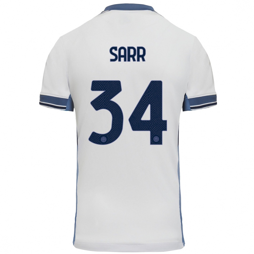 Kids Football Amadou Sarr #34 White Grey Away Jersey 2024/25 T-Shirt Nz