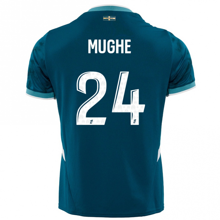 Kids Football François Mughe #24 Turquoise Blue Away Jersey 2024/25 T-Shirt Nz