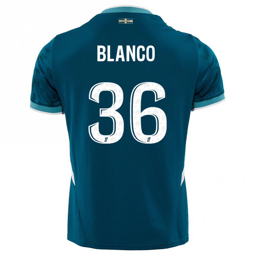 Kids Football Ruben Blanco #36 Turquoise Blue Away Jersey 2024/25 T-Shirt Nz