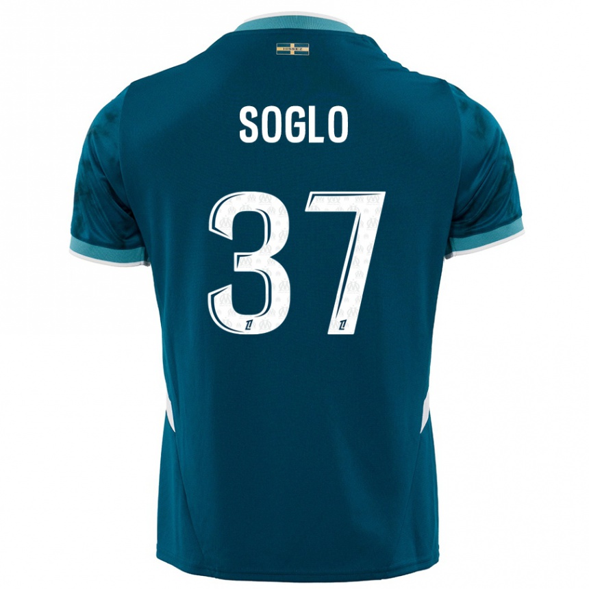 Kids Football Emran Soglo #37 Turquoise Blue Away Jersey 2024/25 T-Shirt Nz