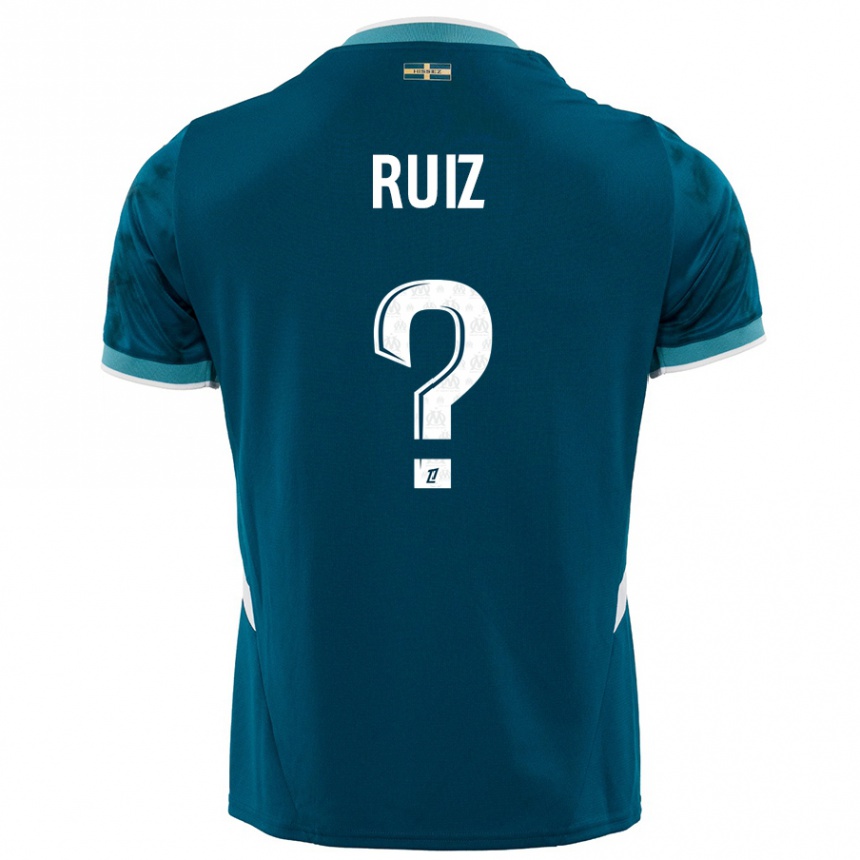 Kids Football Pedro Ruiz #0 Turquoise Blue Away Jersey 2024/25 T-Shirt Nz