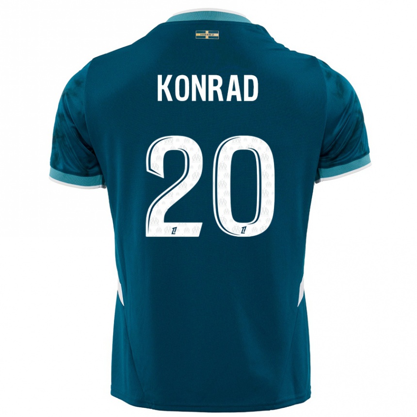 Kids Football Konrad De La Fuente #20 Turquoise Blue Away Jersey 2024/25 T-Shirt Nz