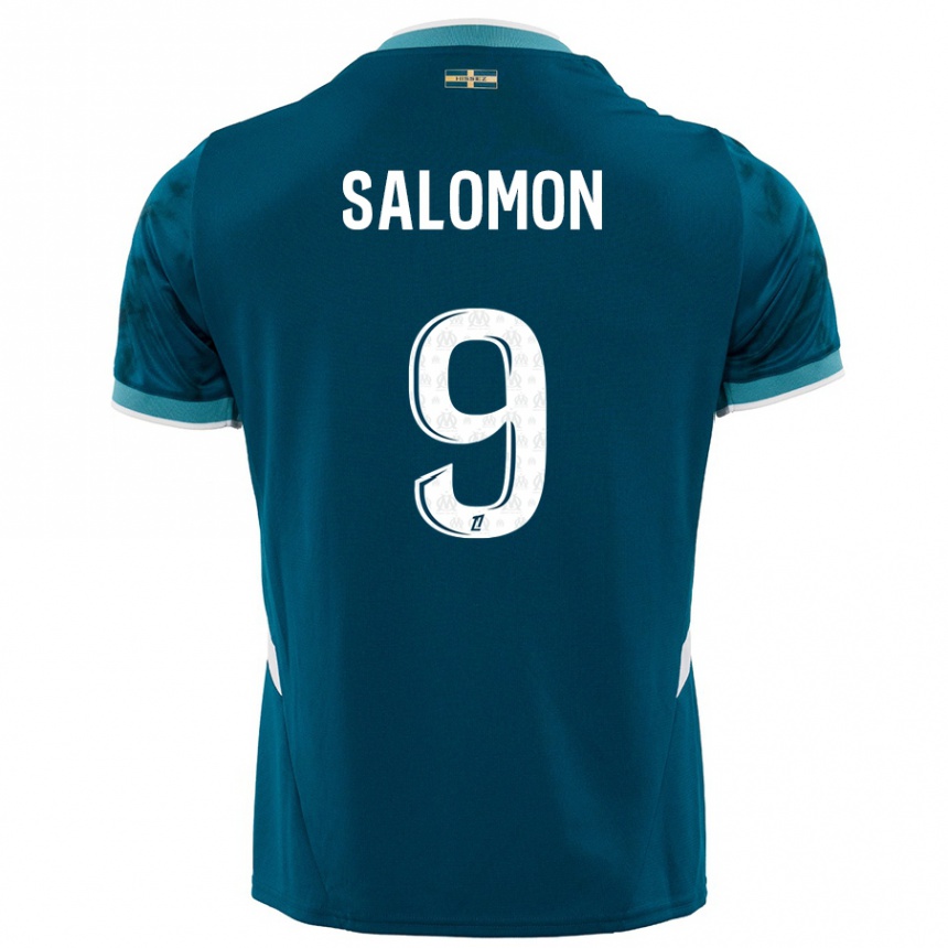 Kids Football Maeva Salomon #9 Turquoise Blue Away Jersey 2024/25 T-Shirt Nz