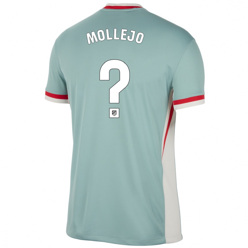 Kids Football Victor Mollejo #0 Light Beige Blue Away Jersey 2024/25 T-Shirt Nz