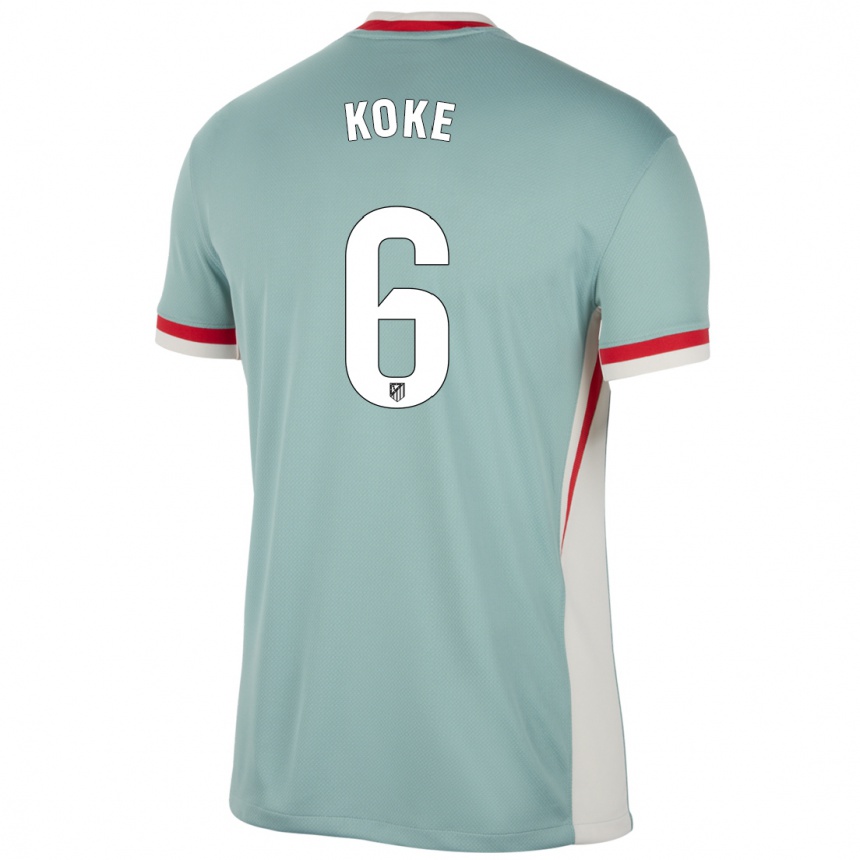 Kids Football Koke #6 Light Beige Blue Away Jersey 2024/25 T-Shirt Nz