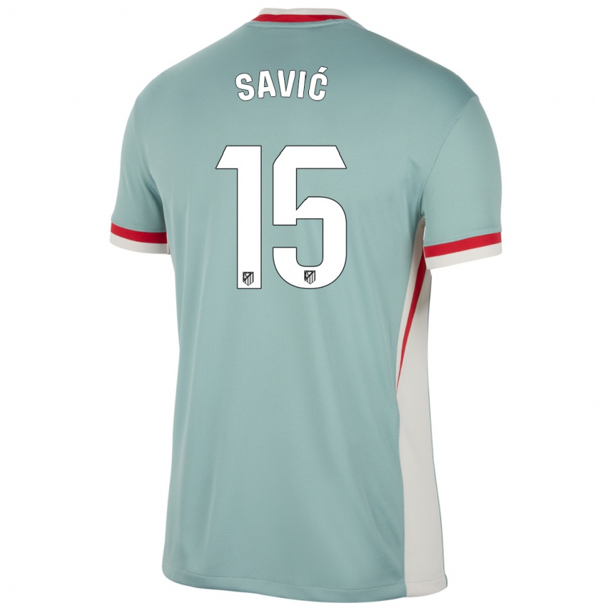 Kids Football Stefan Savic #15 Light Beige Blue Away Jersey 2024/25 T-Shirt Nz