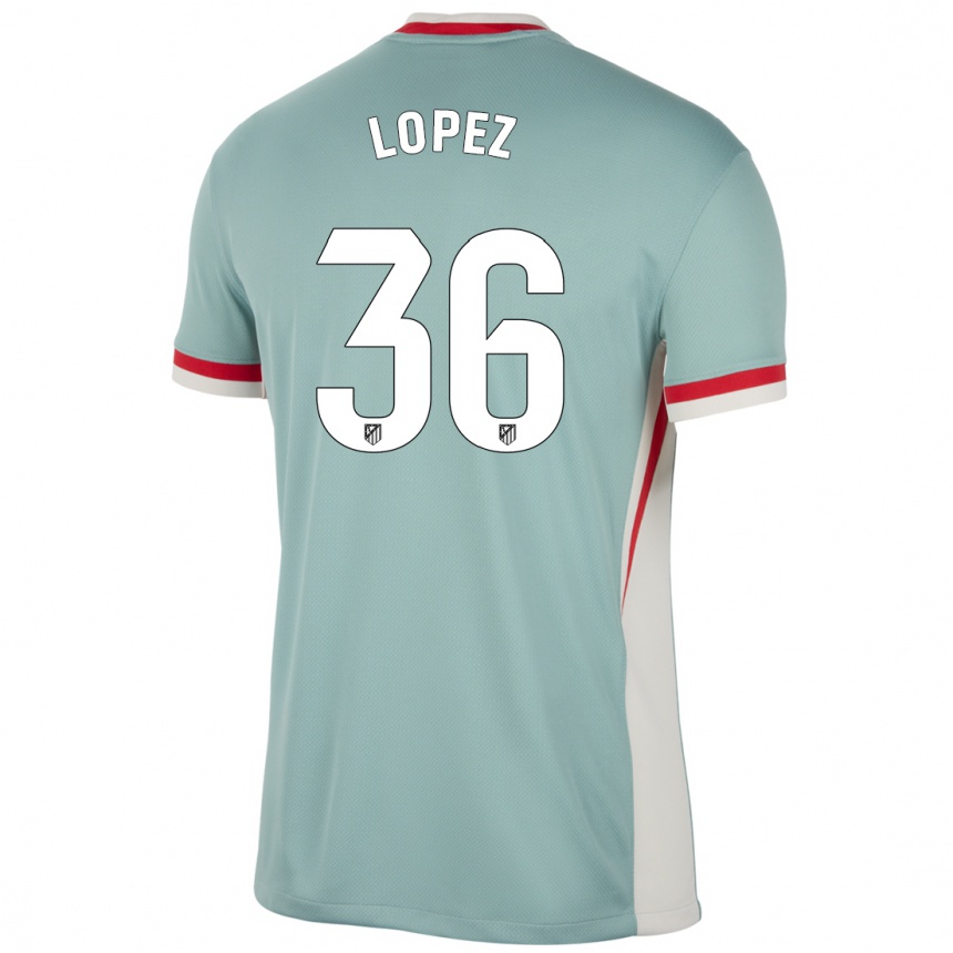 Kids Football David Lopez #36 Light Beige Blue Away Jersey 2024/25 T-Shirt Nz