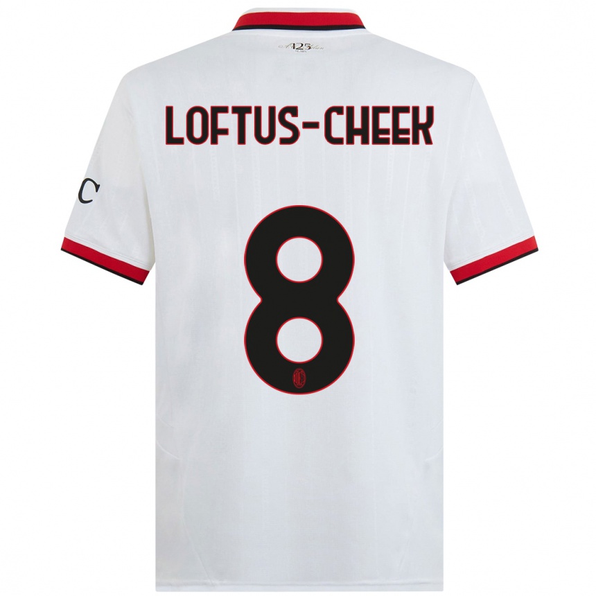 Kids Football Ruben Loftus-Cheek #8 White Black Red Away Jersey 2024/25 T-Shirt Nz