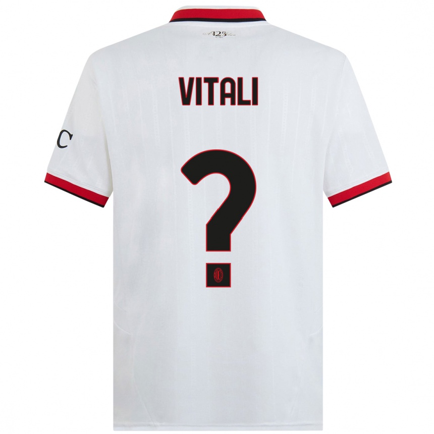 Kids Football Michael Vitali #0 White Black Red Away Jersey 2024/25 T-Shirt Nz