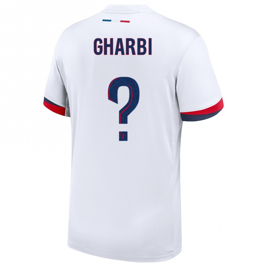 Kids Football Ismael Gharbi #0 White Blue Red Away Jersey 2024/25 T-Shirt Nz