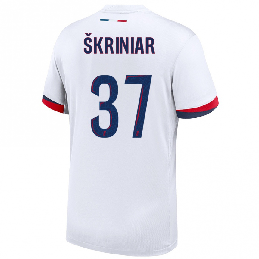 Kids Football Milan Skriniar #37 White Blue Red Away Jersey 2024/25 T-Shirt Nz