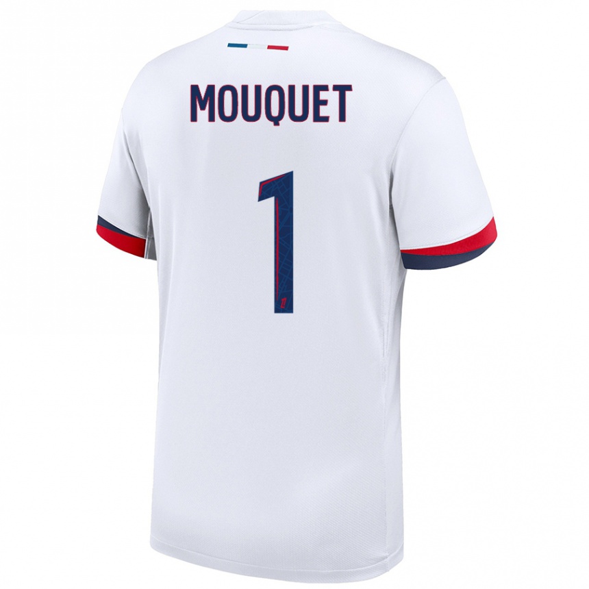 Kids Football Louis Mouquet #1 White Blue Red Away Jersey 2024/25 T-Shirt Nz