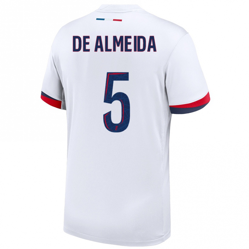 Kids Football Elisa De Almeida #5 White Blue Red Away Jersey 2024/25 T-Shirt Nz