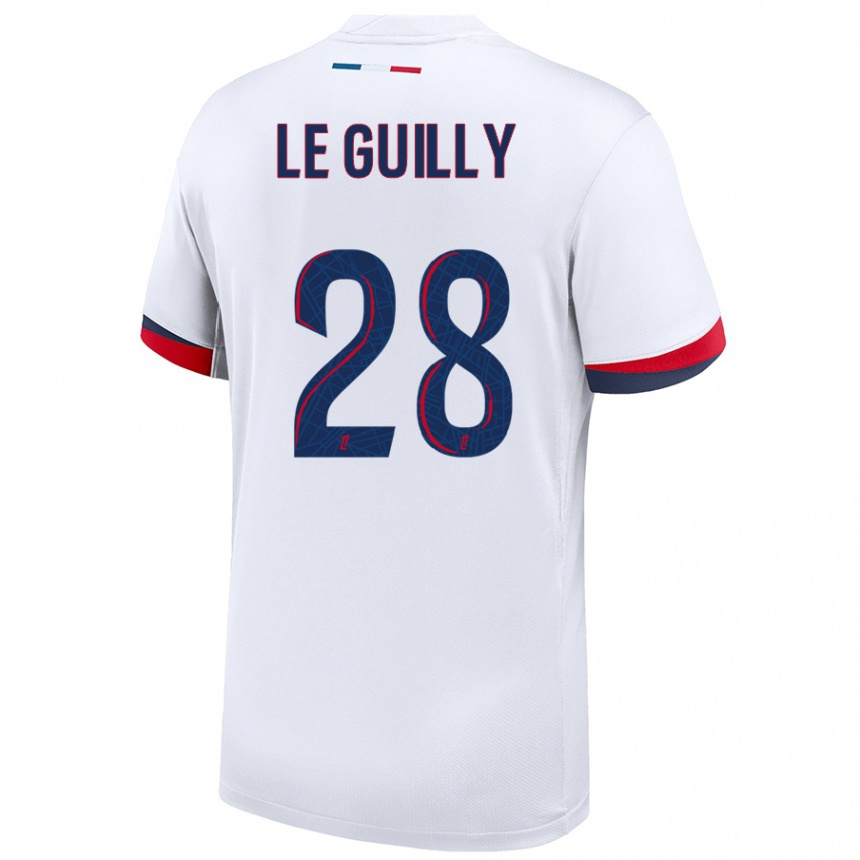 Kids Football Jade Le Guilly #28 White Blue Red Away Jersey 2024/25 T-Shirt Nz