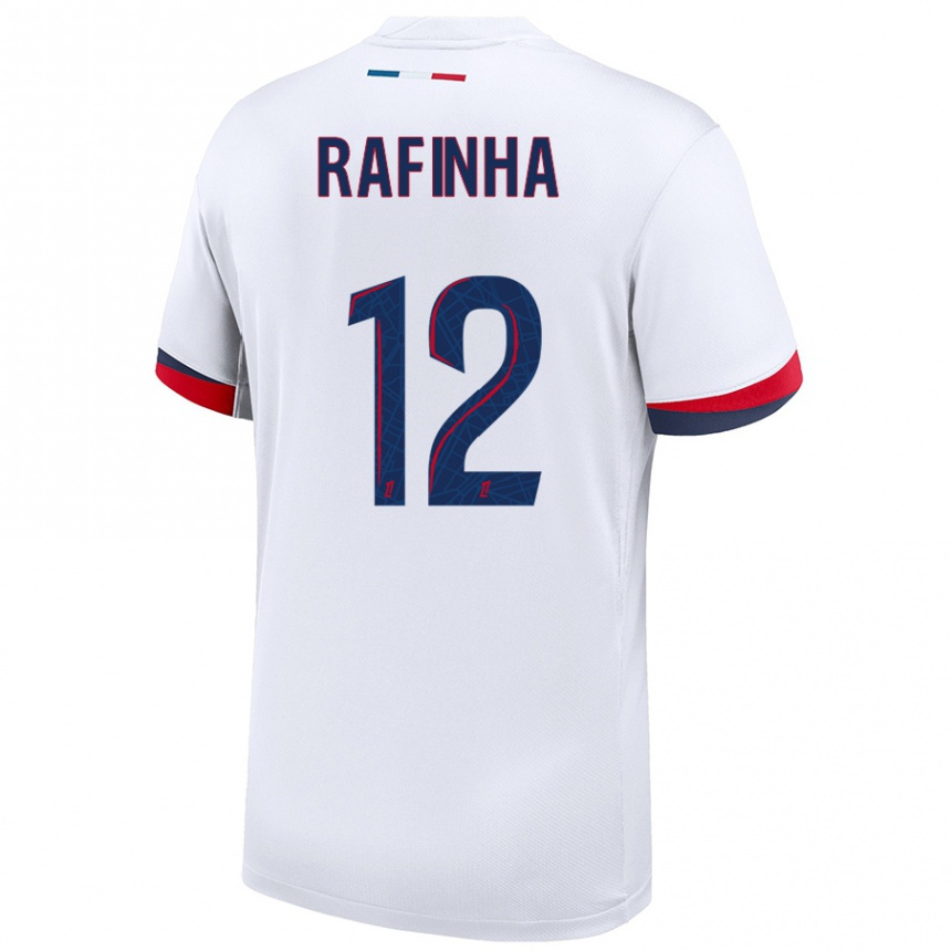 Kids Football Rafinha #12 White Blue Red Away Jersey 2024/25 T-Shirt Nz