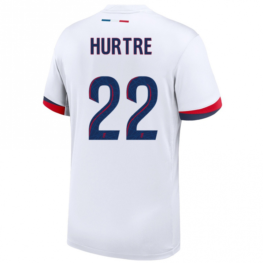 Kids Football Oceane Hurtre #22 White Blue Red Away Jersey 2024/25 T-Shirt Nz