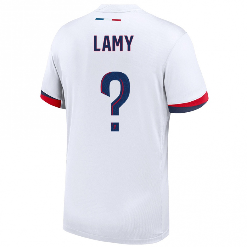 Kids Football Hugo Lamy #0 White Blue Red Away Jersey 2024/25 T-Shirt Nz