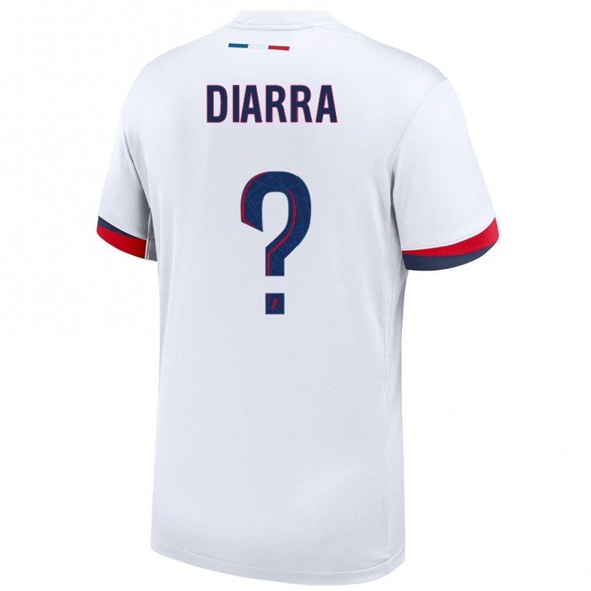 Kids Football Ibrahim Diarra #0 White Blue Red Away Jersey 2024/25 T-Shirt Nz